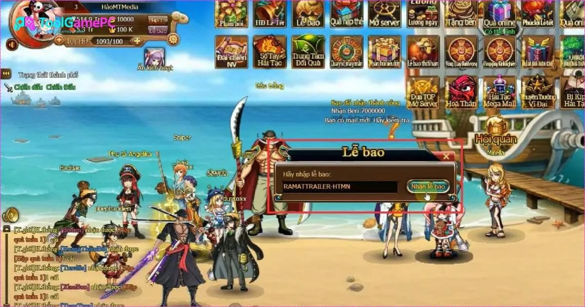 Hướng Dẫn Nhận Và Nhập code Hải Tặc Mạnh Nhất