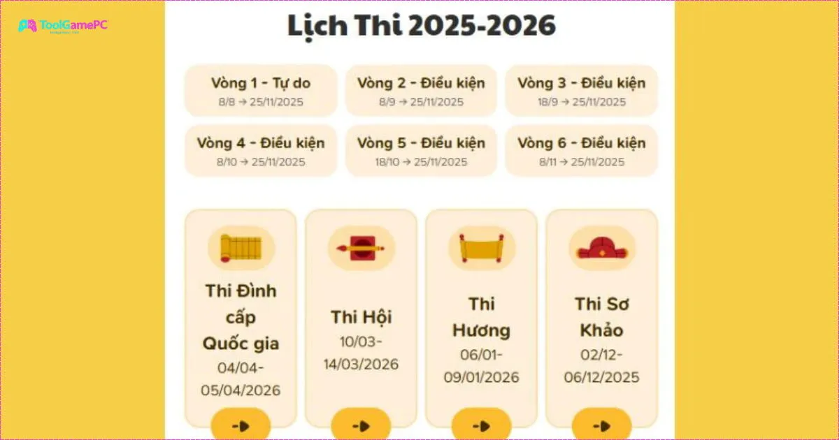 Lịch thi Trạng Nguyên Tiếng Việt